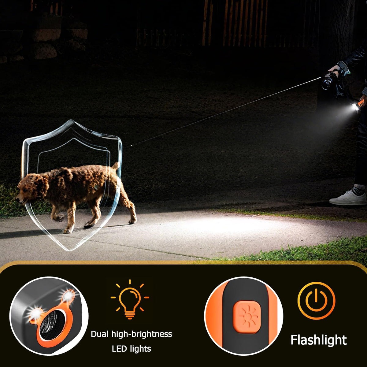 Rechargeable Dog Barking Training Device with LED Flashlight