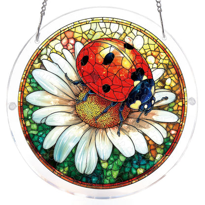 Ladybug on Daisy Light Suncatcher-Acrylic Window Art