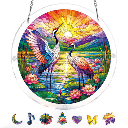 Cranes at Sunrise Light Suncatcher-Acrylic Window Art