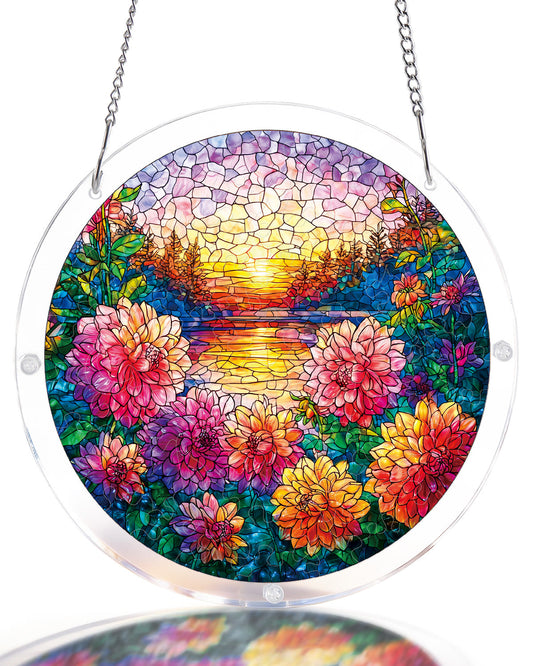 Floral Sunset Haven Light Suncatcher-Acrylic Window Art