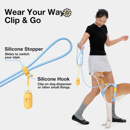 🐕 Hands-Free Dog Leash – Adjustable 3-Way Rope Leash with Waste Bag Dispenser