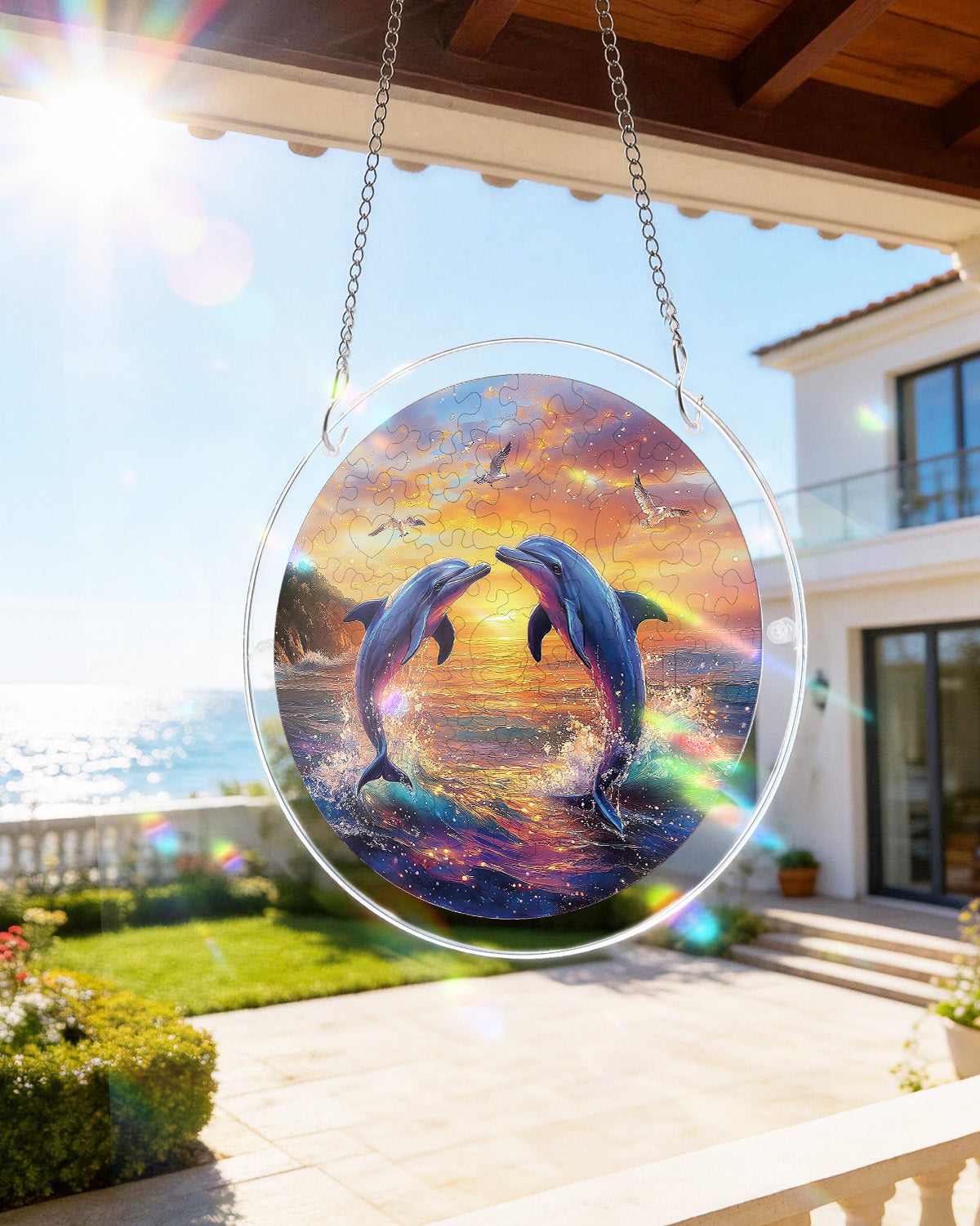 Dolphin Love Song Light Suncatcher-Acrylic Window Art