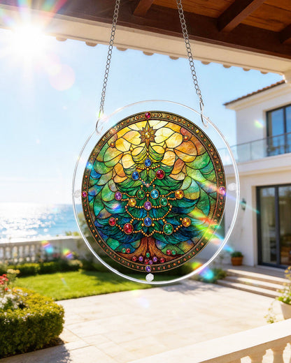 Jeweled Christmas Tree Light Suncatcher-Acrylic Window Art