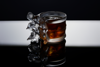 🥃Sculptural Spine-Inspired Crystal Glass — Handmade Art Drinkware