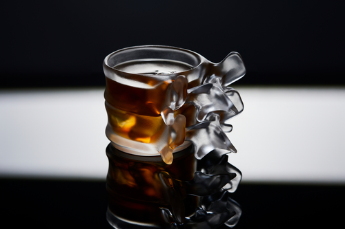 🥃Sculptural Spine-Inspired Crystal Glass — Handmade Art Drinkware