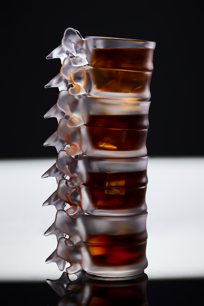 🥃Sculptural Spine-Inspired Crystal Glass — Handmade Art Drinkware