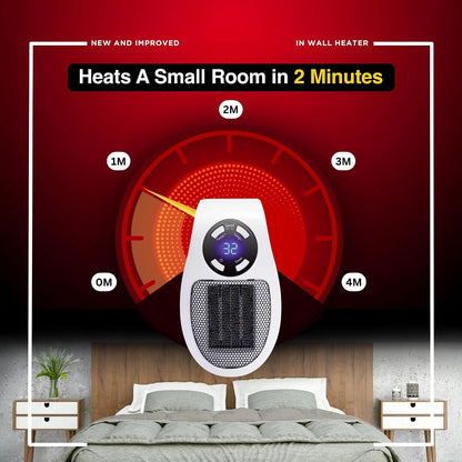 🔥 Portable Plug-In Ceramic Space Heater – Adjustable Thermostat, LED Display & Timer