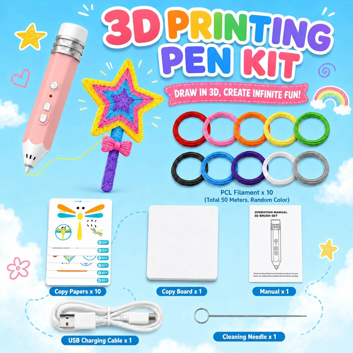 Rechargeable Low-Temperature 3D Printing Pen