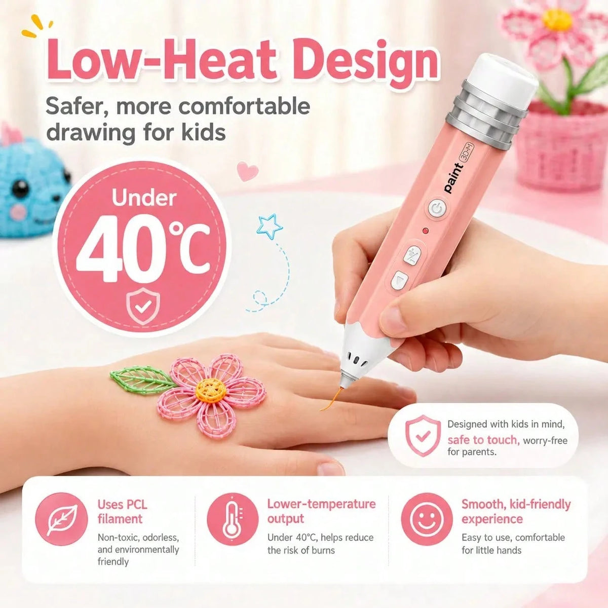 Rechargeable Low-Temperature 3D Printing Pen