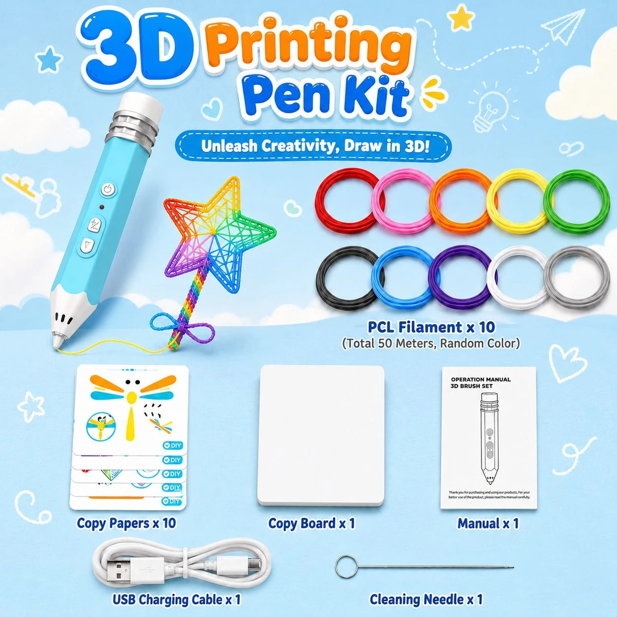 Rechargeable Low-Temperature 3D Printing Pen
