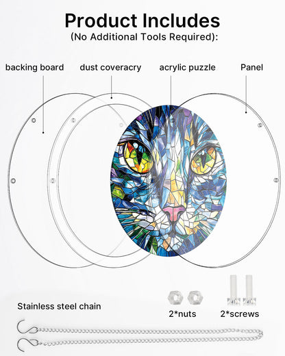 Mosaic Cat Light Suncatcher-Acrylic Window Art