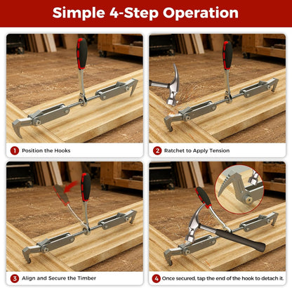 Beam Puller Tool, 4.53 in Ratchet Wall Puller, Galvanized