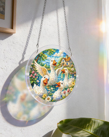 Lakeside Goose Garden Light Suncatcher-Acrylic Window Art