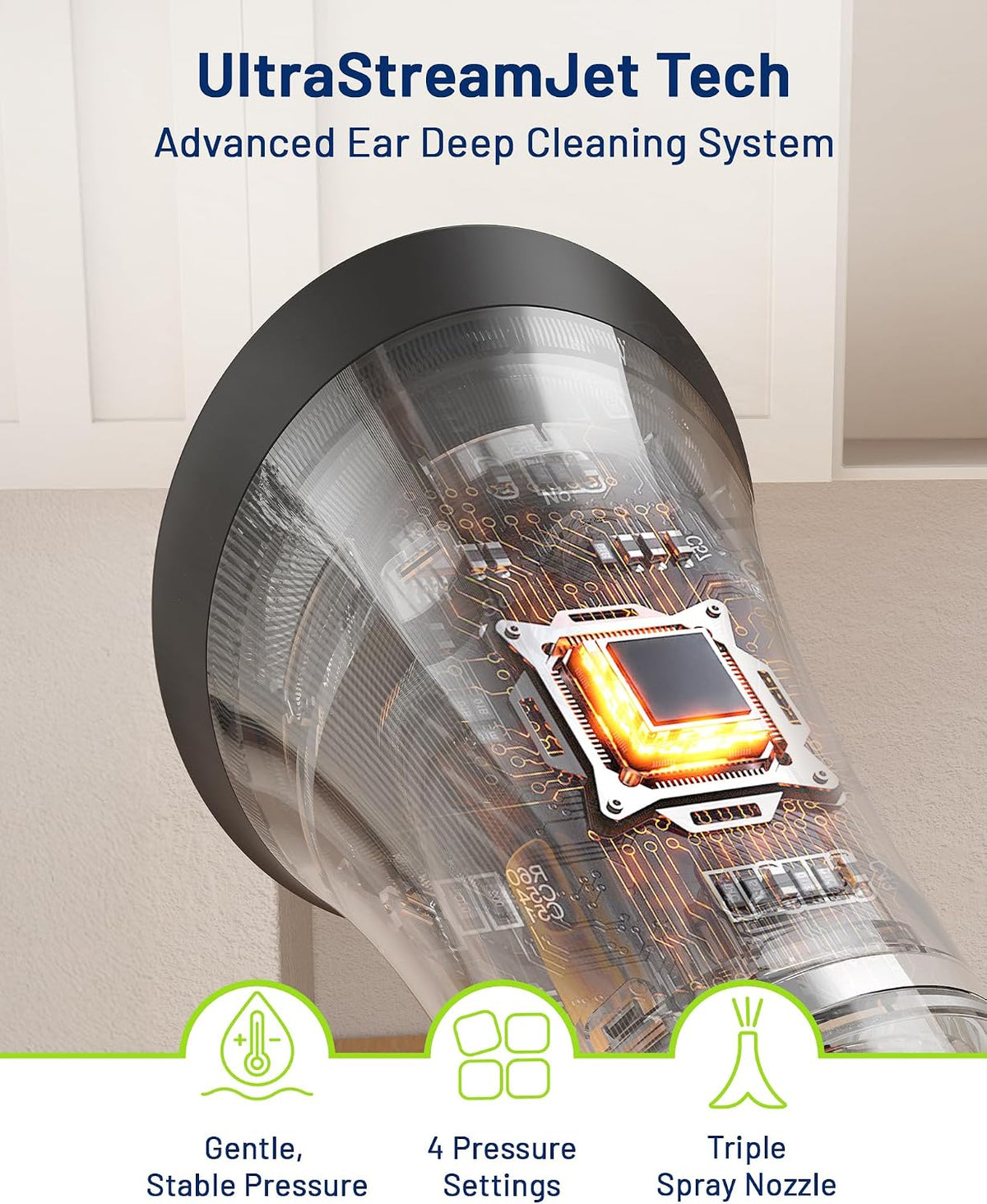 Electric Ear Cleaner with 4 Pressure Modes & Waterproof Design