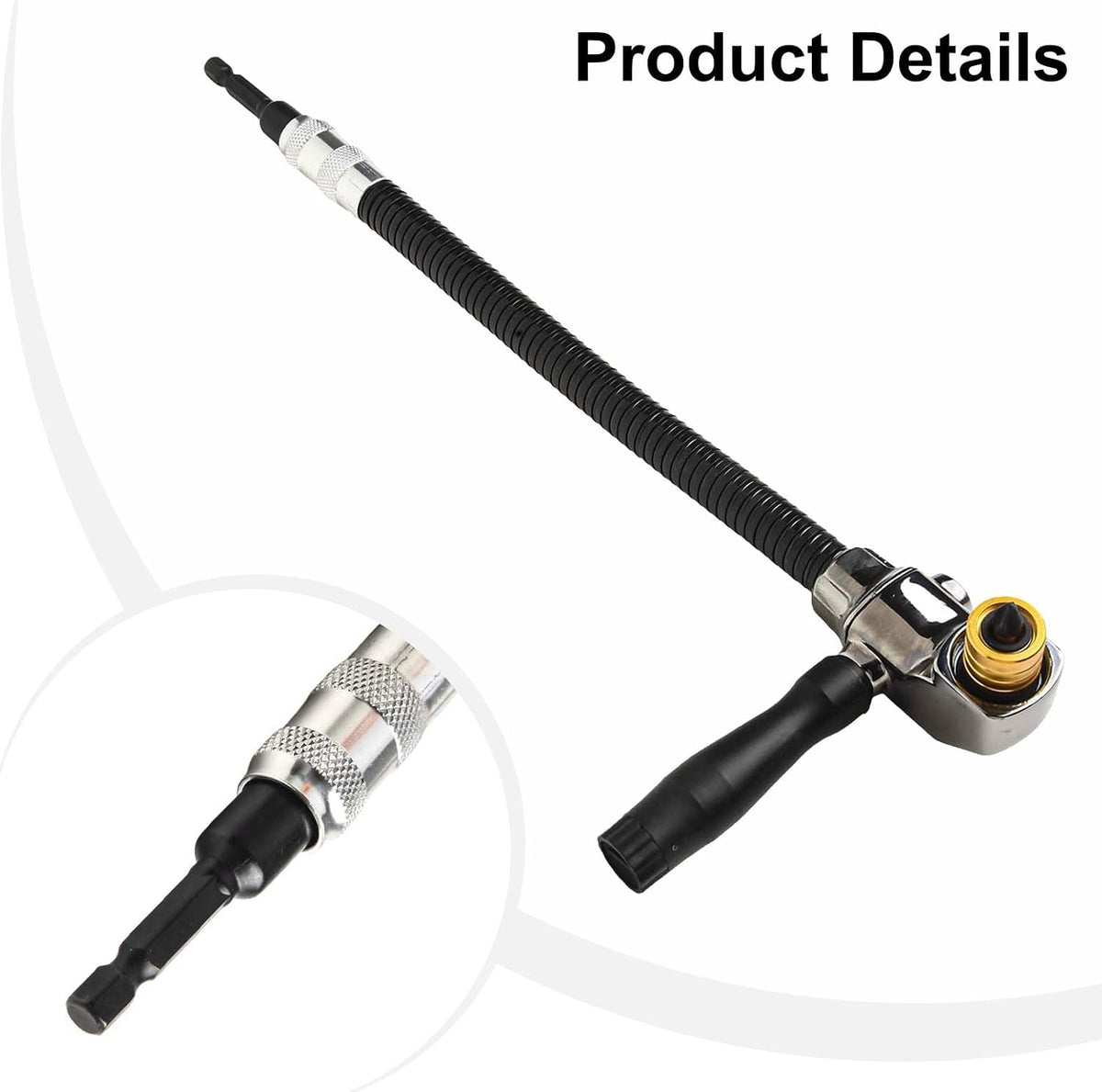 🔧 90° Right Angle Drill Attachment with Flexible Extension Shaft for Tight Spaces