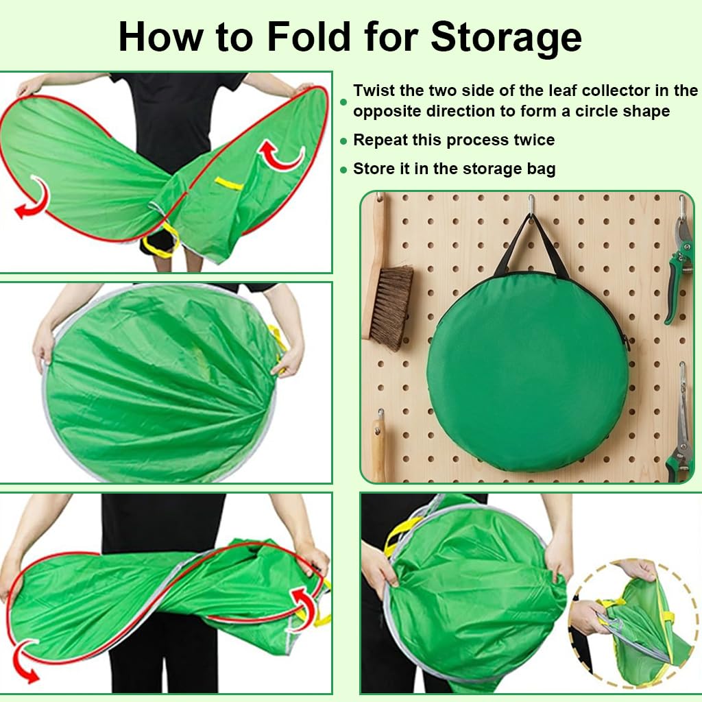 Large Foldable Garden Leaf Collection Bag – Heavy-Duty Reusable Yard Waste