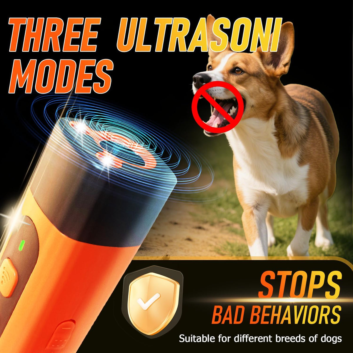Rechargeable Dog Barking Training Device with LED Flashlight