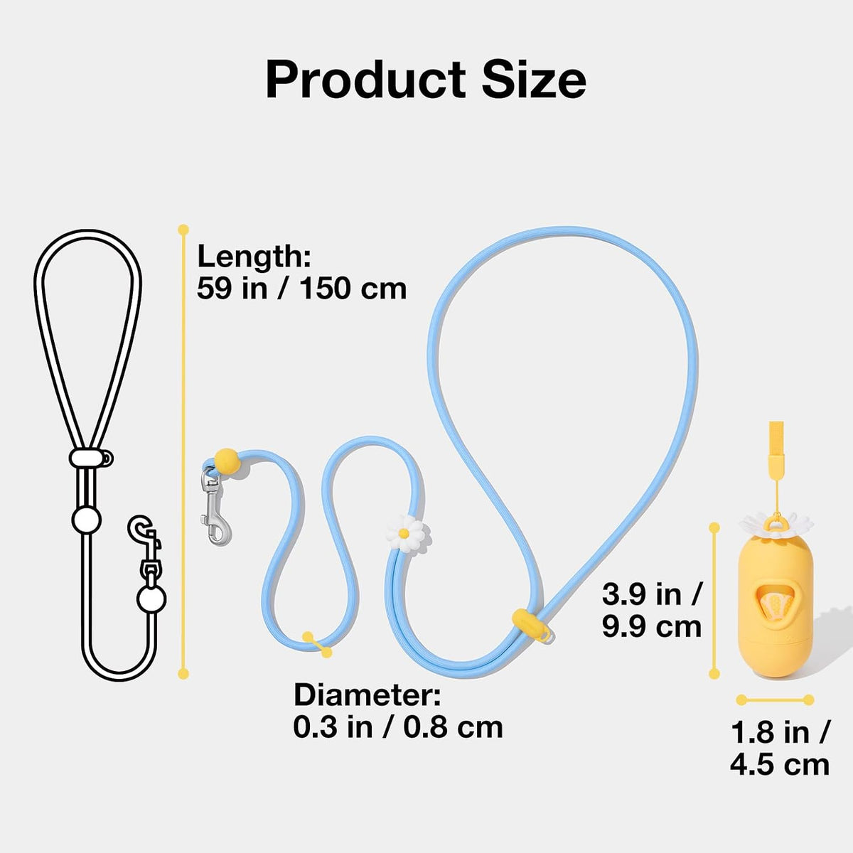 🐕 Hands-Free Dog Leash – Adjustable 3-Way Rope Leash with Waste Bag Dispenser