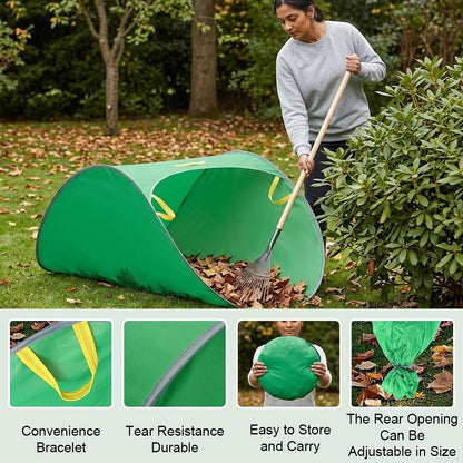 Large Foldable Garden Leaf Collection Bag – Heavy-Duty Reusable Yard Waste