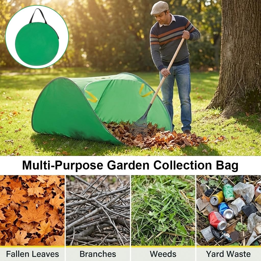 Large Foldable Garden Leaf Collection Bag – Heavy-Duty Reusable Yard Waste