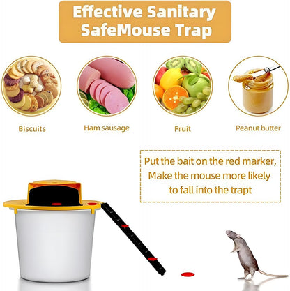 Automatic Bucket Mouse Trap Lid – Reusable Flip-and-Slide Multi-Catch Rodent Trap
