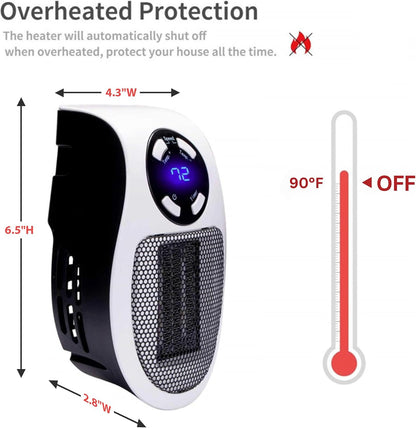 🔥 Portable Plug-In Ceramic Space Heater – Adjustable Thermostat, LED Display & Timer