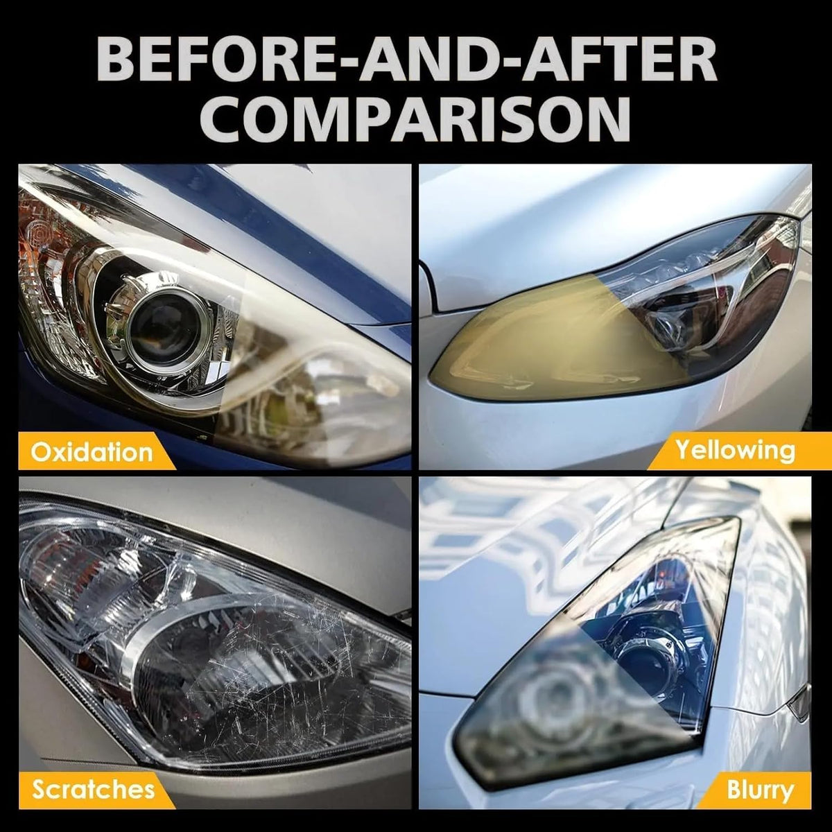 🚗Car Headlight Restoration Kit-Yellowing & Oxidation Remover