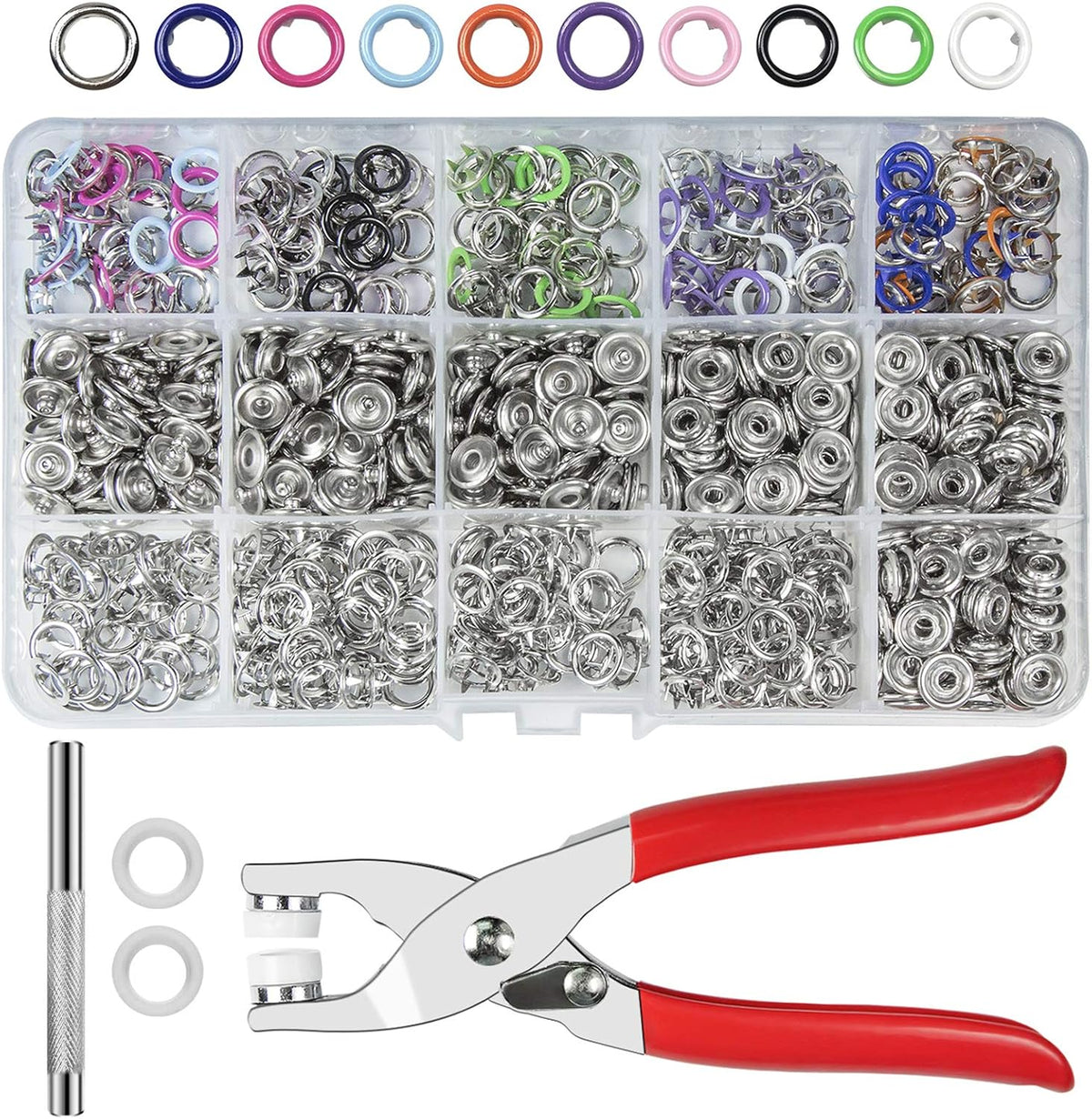 🧵 Colorful Metal Snap Button Sewing Kit with Storage Box