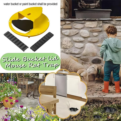 Automatic Bucket Mouse Trap Lid – Reusable Flip-and-Slide Multi-Catch Rodent Trap