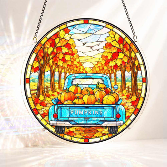 Acrylic Jigsaw Puzzle Suncatcher - Pumpkin Truck