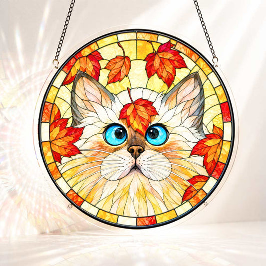 Acrylic Jigsaw Puzzle Suncatcher - Autumn Kitty