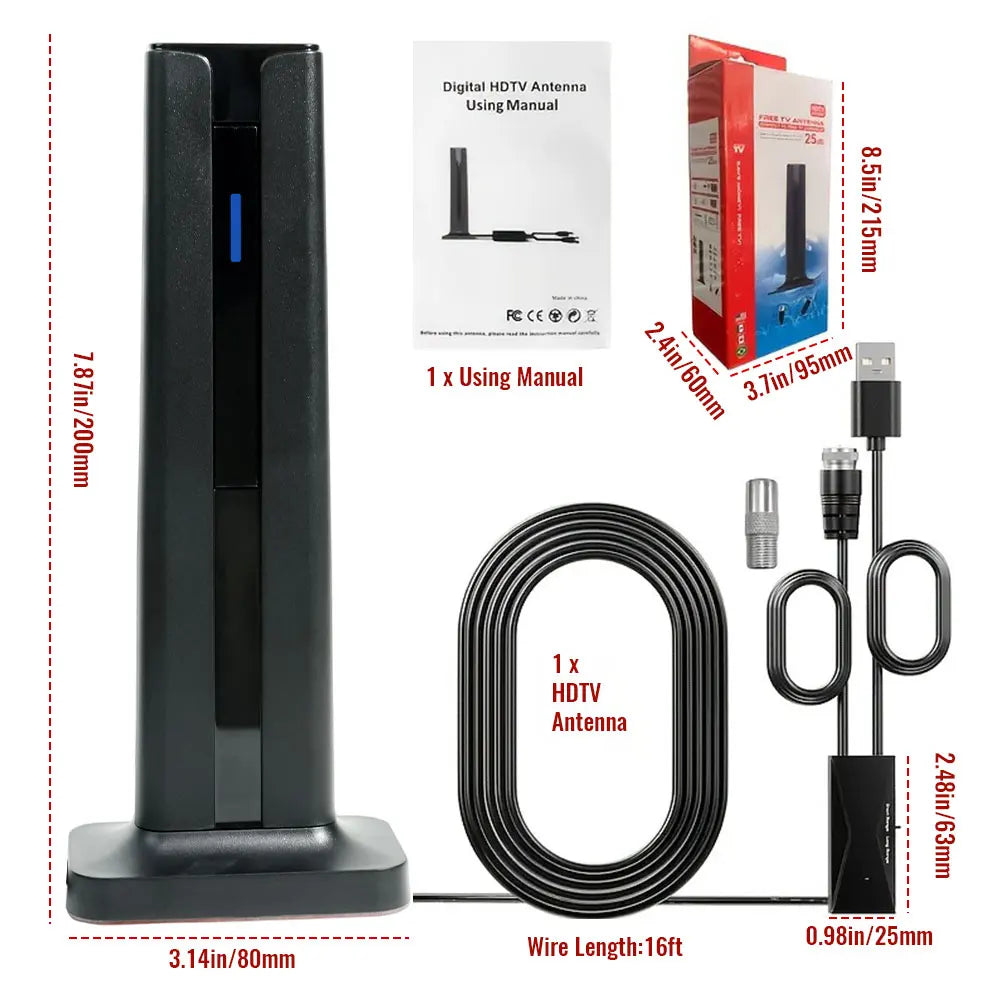 📡200-Mile Long Range HDTV Antenna, 4K & 1080p Compatible Indoor/Outdoor Digital TV