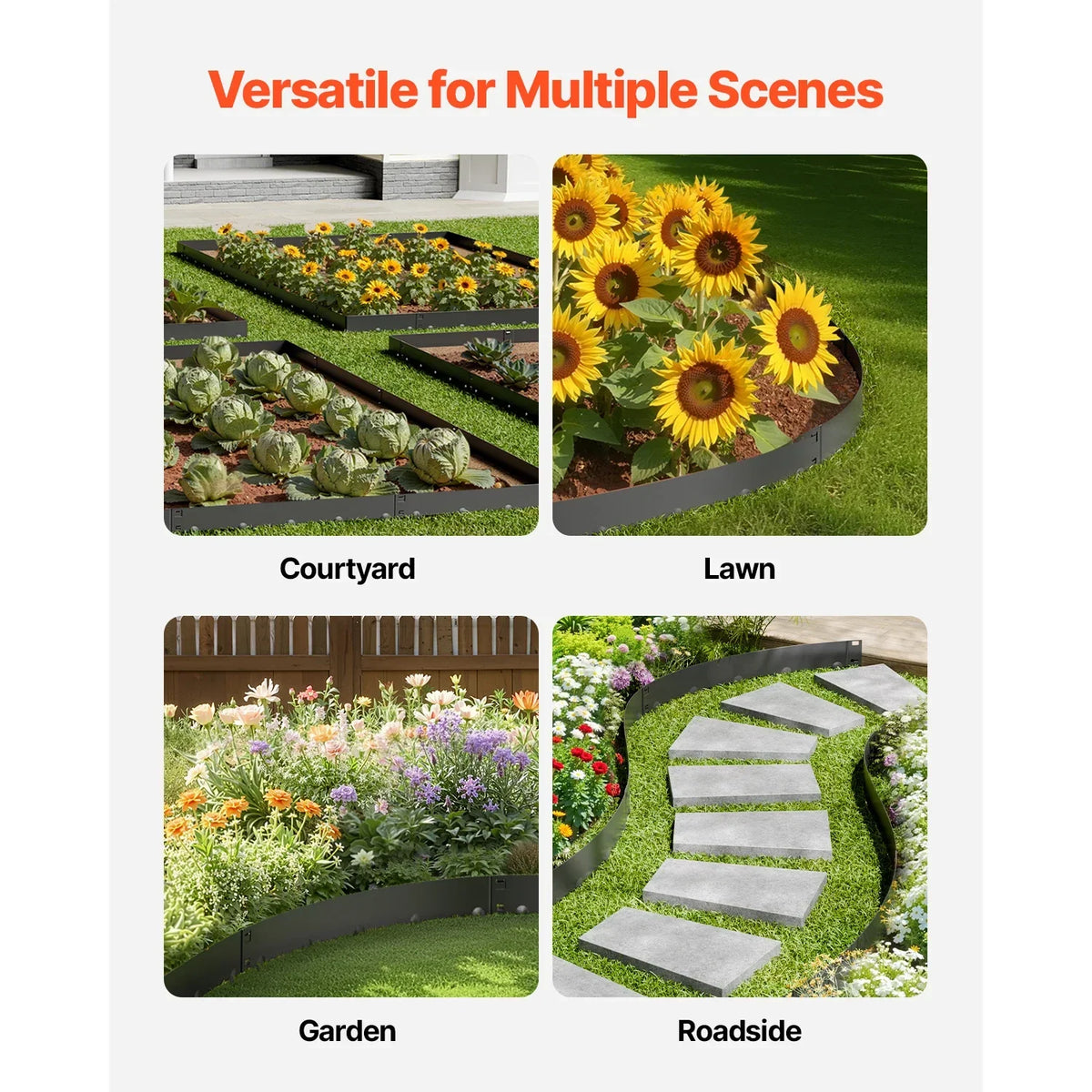 SucceBuy Flexible Steel Landscape Edging (5-Pack, 39x3")