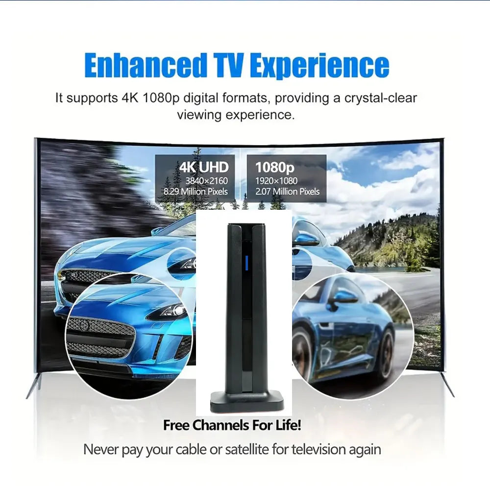 📡200-Mile Long Range HDTV Antenna, 4K & 1080p Compatible Indoor/Outdoor Digital TV