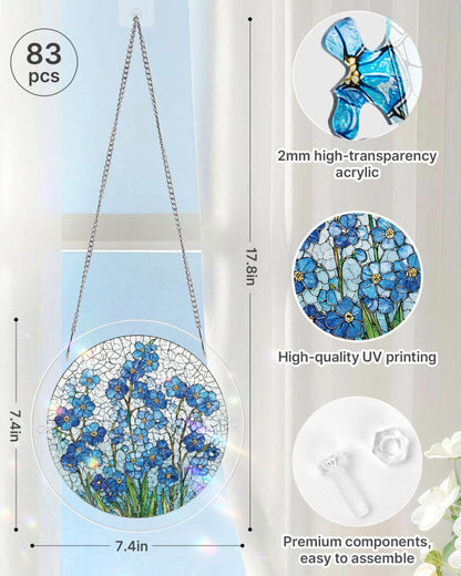 Acrylic Jigsaw Puzzle Suncatcher - Azure Bloom Whisper