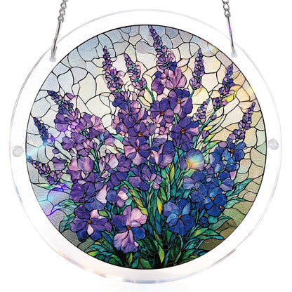 Acrylic Jigsaw Puzzle Suncatcher - Violet Garden Grace