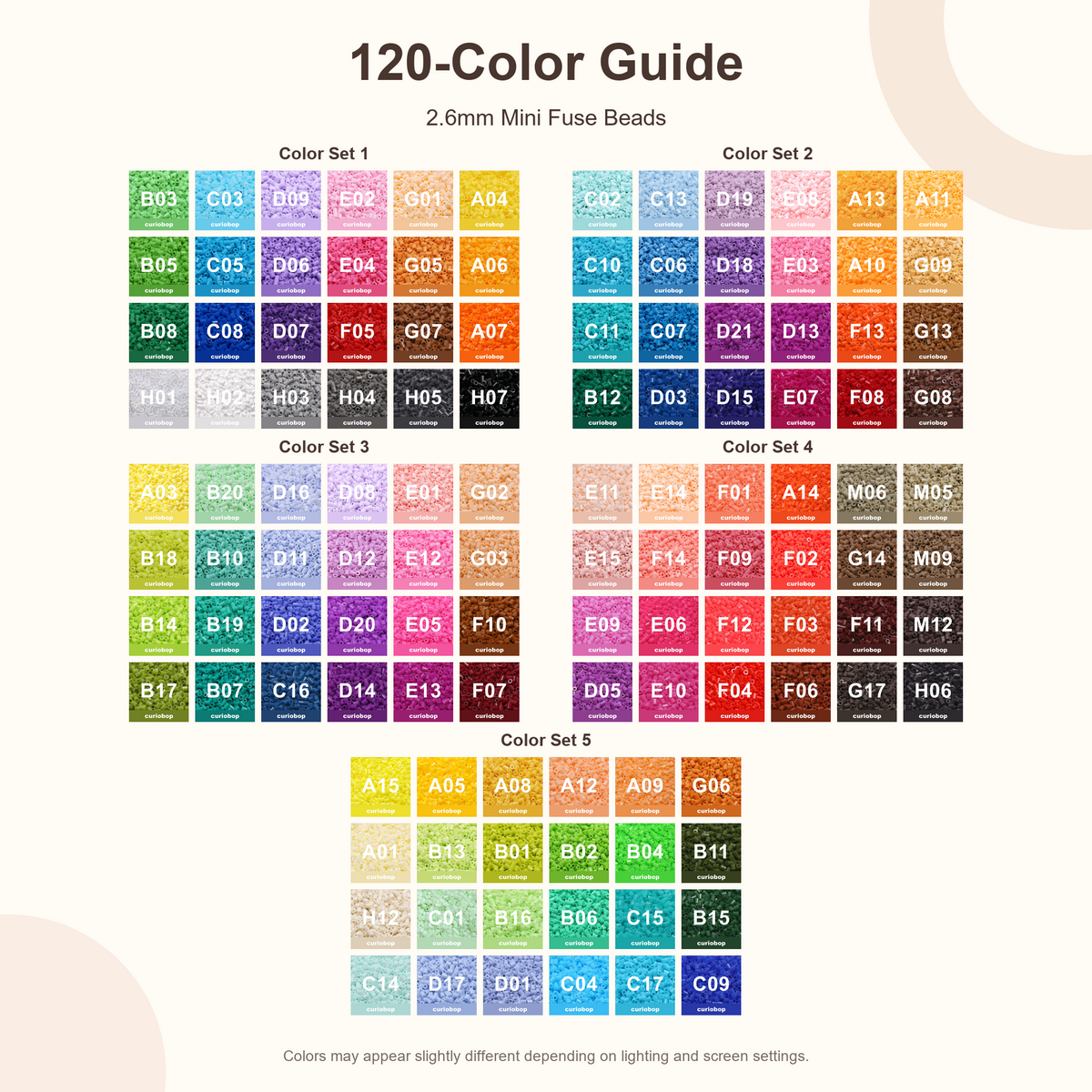 120-Color Mini Fuse Bead Kit – 2.6mm