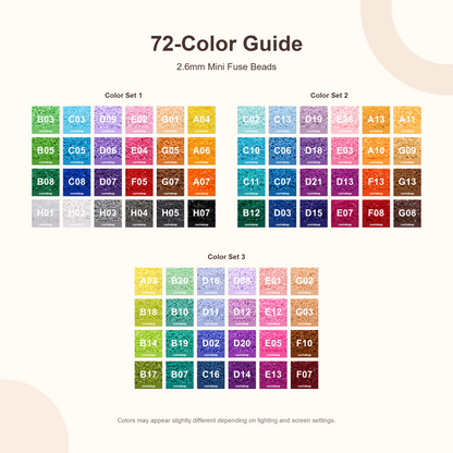 72-Color Mini Fuse Bead Creative Kit – 2.6mm