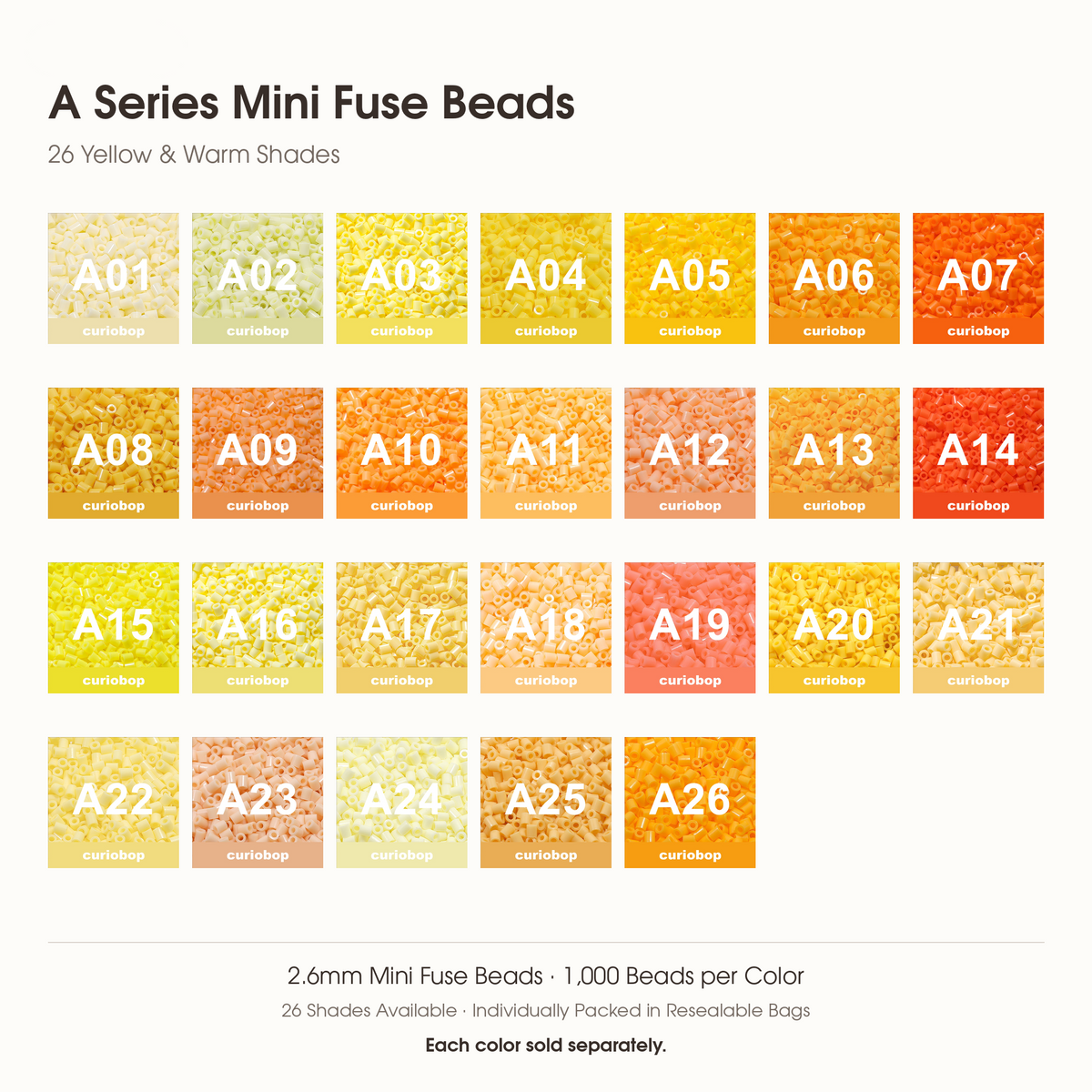 A Series Mini Fuse Bead Refills — 2.6mm | 1,000 per Color