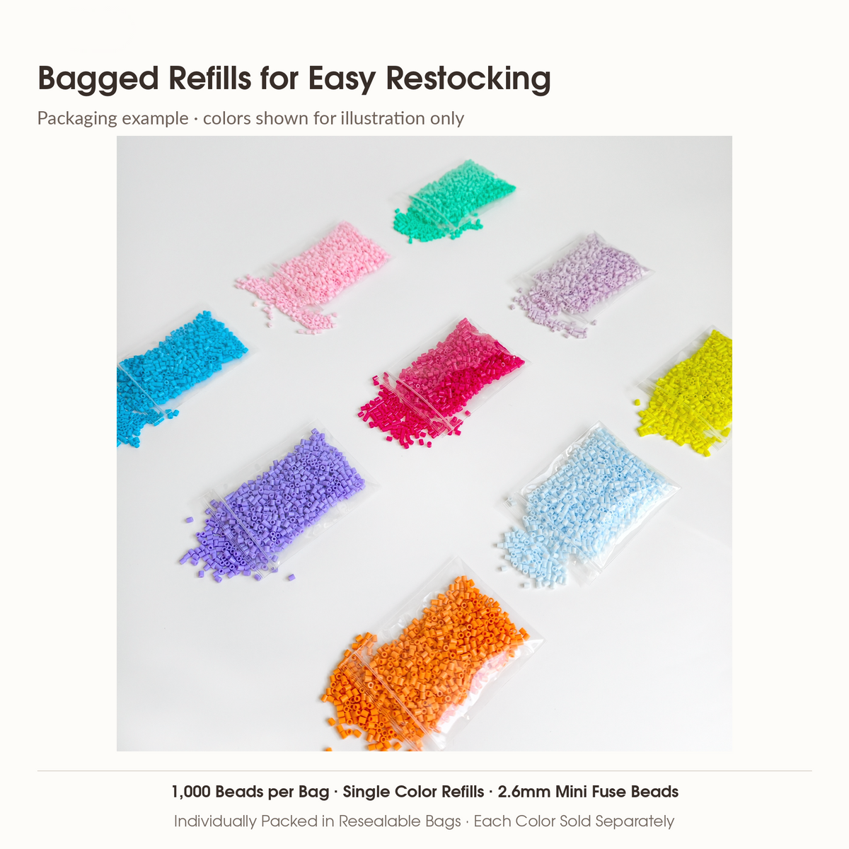 B Series Mini Fuse Bead Refills — 2.6mm | 1,000 per Color
