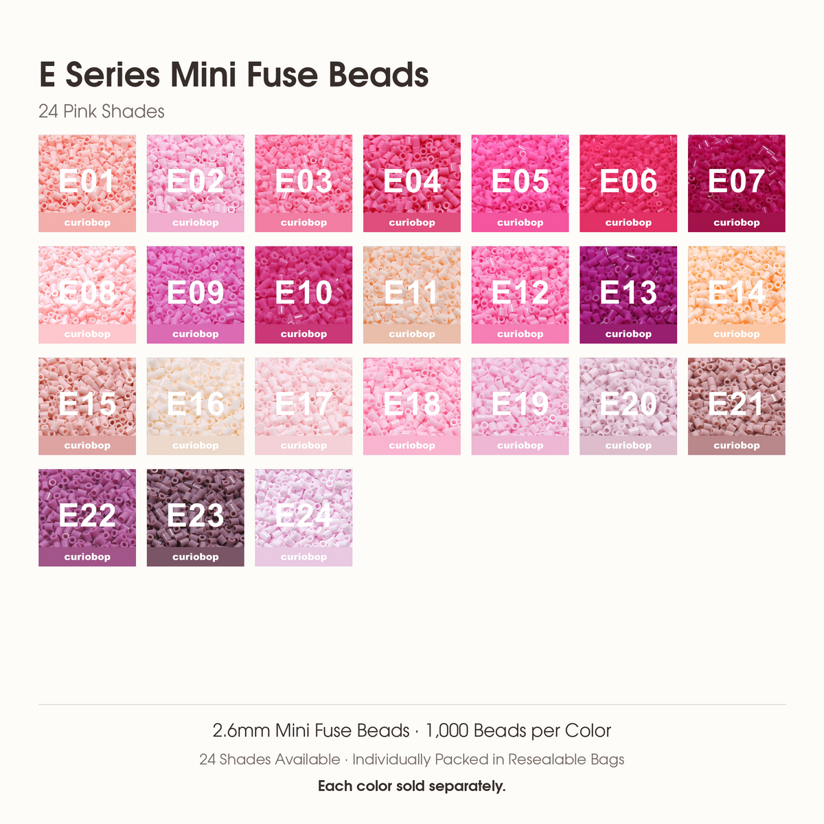 E Series Mini Fuse Bead Refills — 2.6mm | 1,000 per Color
