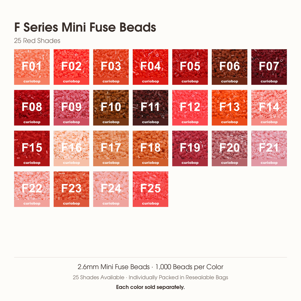 F Series Mini Fuse Bead Refills — 2.6mm | 1,000 per Color
