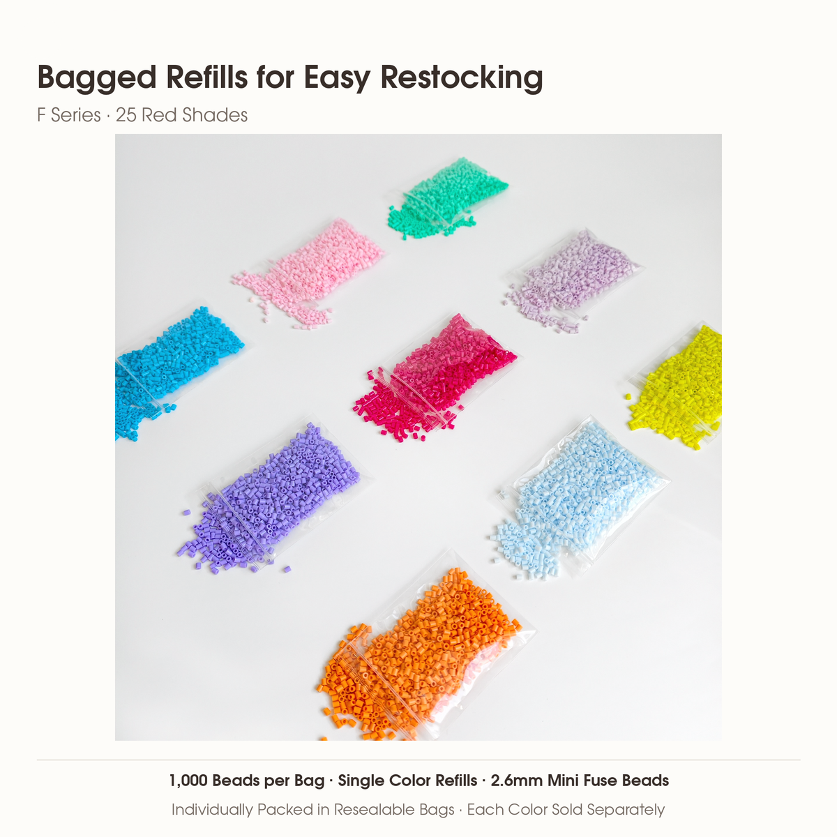 F Series Mini Fuse Bead Refills — 2.6mm | 1,000 per Color