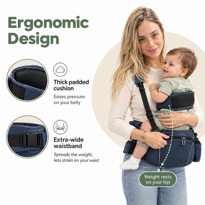 👶Ergonomic Baby Hip Seat Carrier – Adjustable Waist Belt, Padded Shoulder Strap & Storage Pockets 🍼