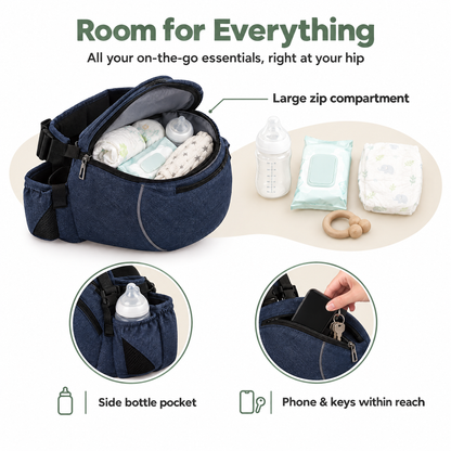 👶Ergonomic Baby Hip Seat Carrier – Adjustable Waist Belt, Padded Shoulder Strap & Storage Pockets 🍼